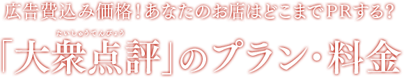 広告費込み価格!あなたのお店はどこまでPRする? たいしゅうてんびょう 「大衆点評」のプラン·料金